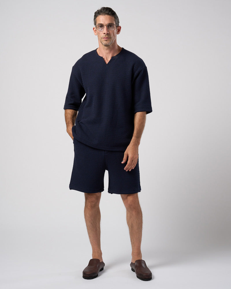 textured knit shorts