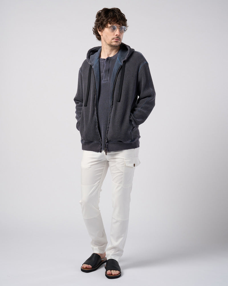 hard dry waffle fly-front henley S/S
