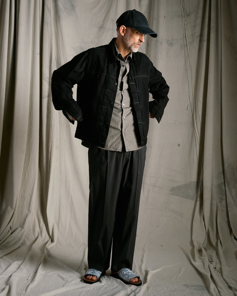 viscose linen semi-wide slacks