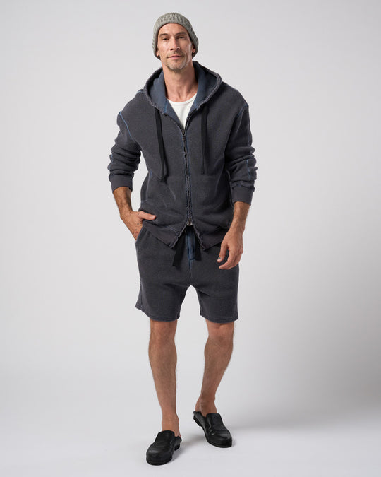 hard dry waffle damage zip hoodie