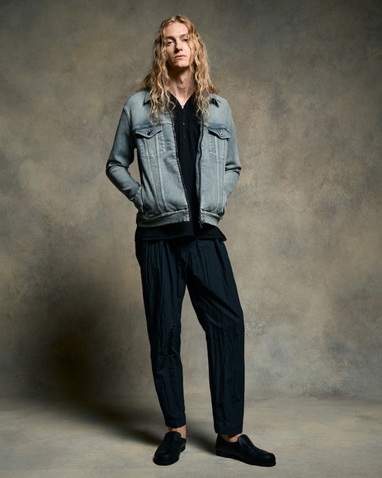 denim zip blouson