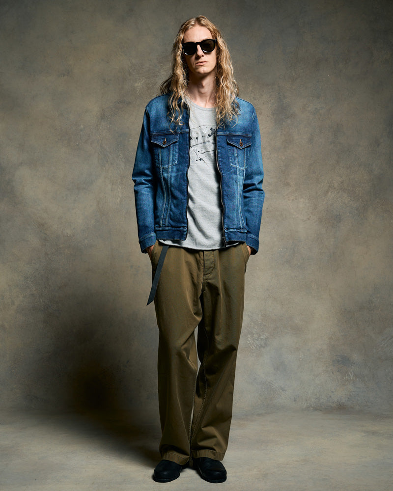 denim zip blouson