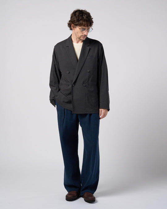 viscose linen double-breasted jacket