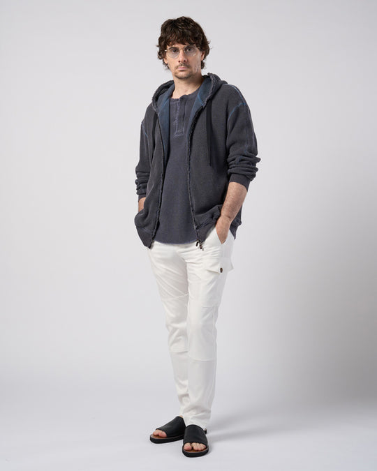 hard dry waffle fly-front henley S/S
