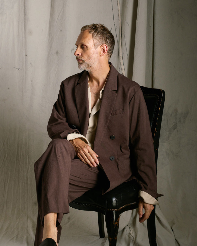 viscose linen semi-wide slacks