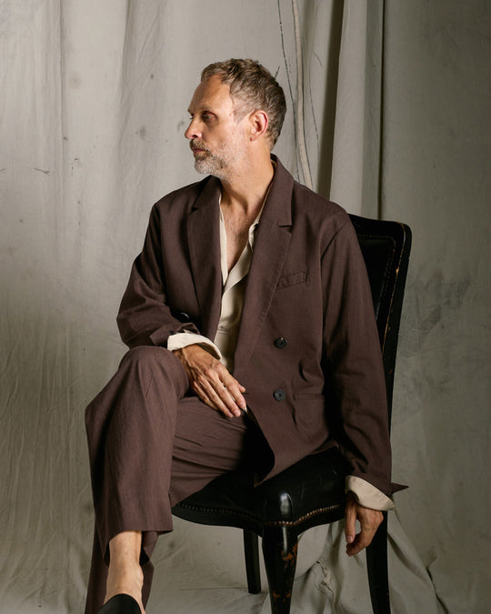 viscose linen semi-wide slacks