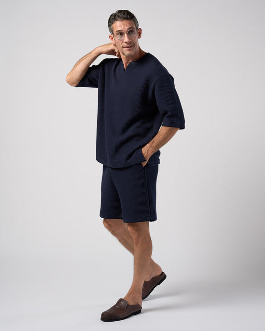 textured knit shorts