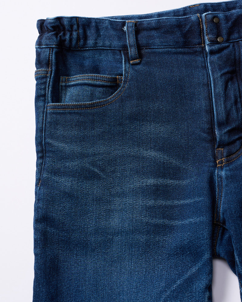 denim jersey 3D banana flare pants