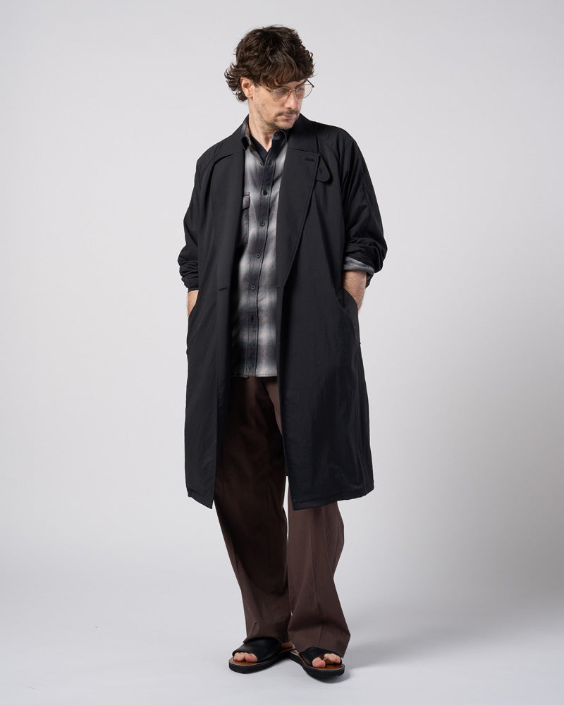textured nylon double breasted coat