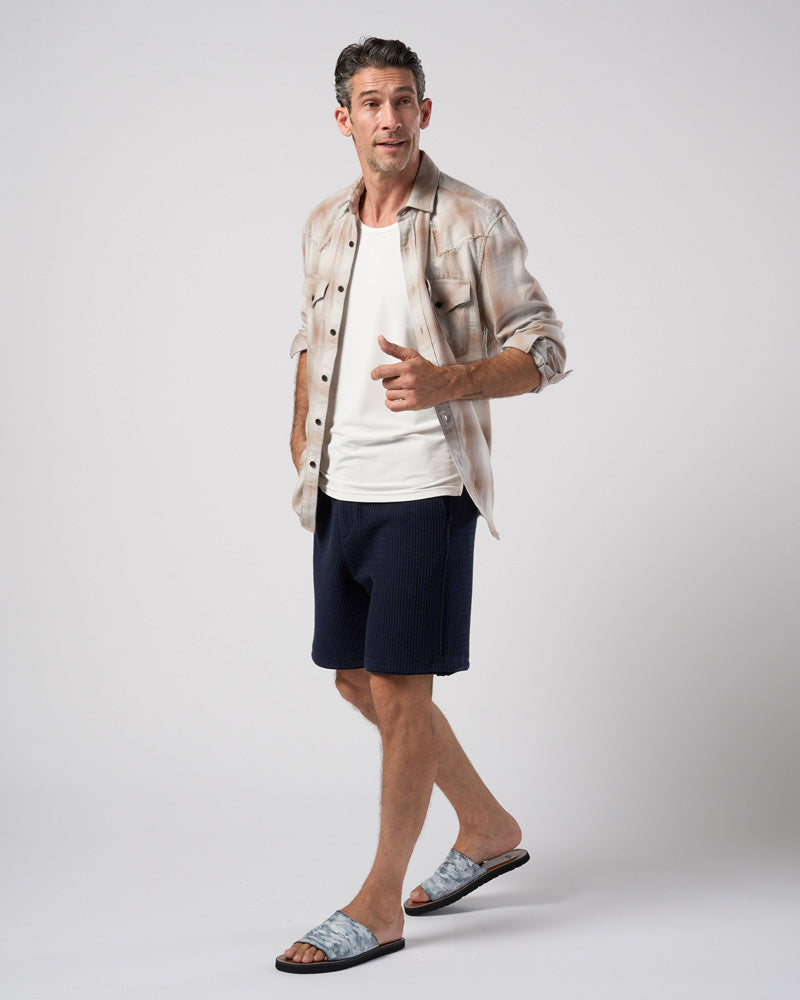 loose check western shirt