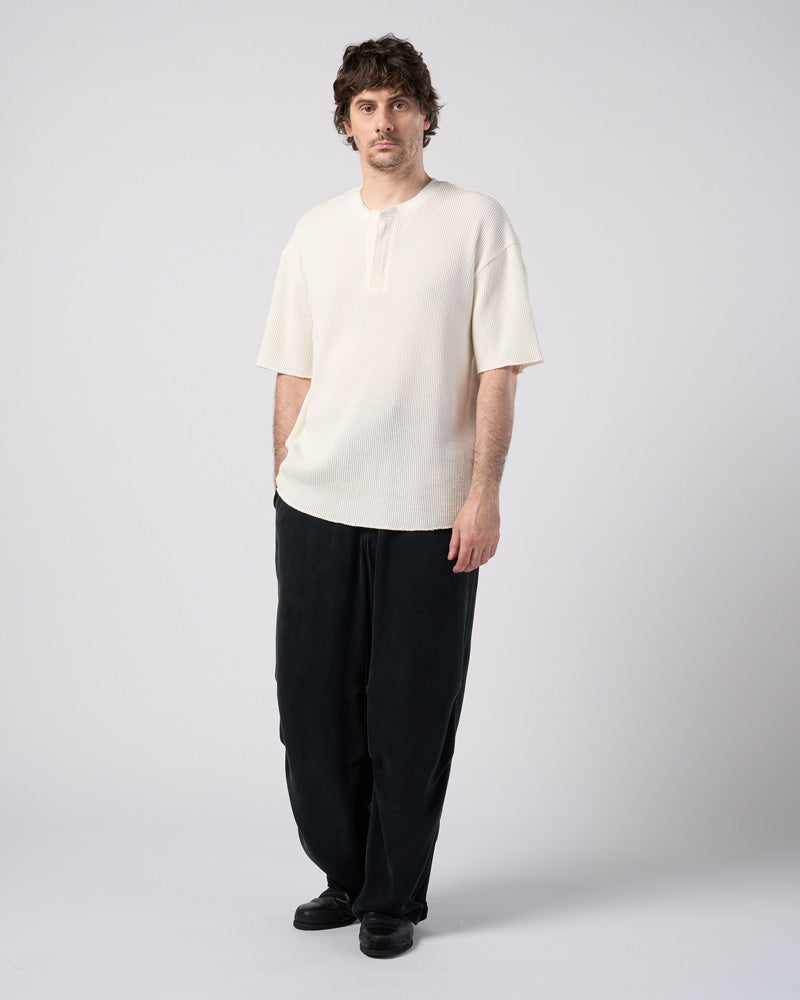 hard dry waffle fly-front henley S/S
