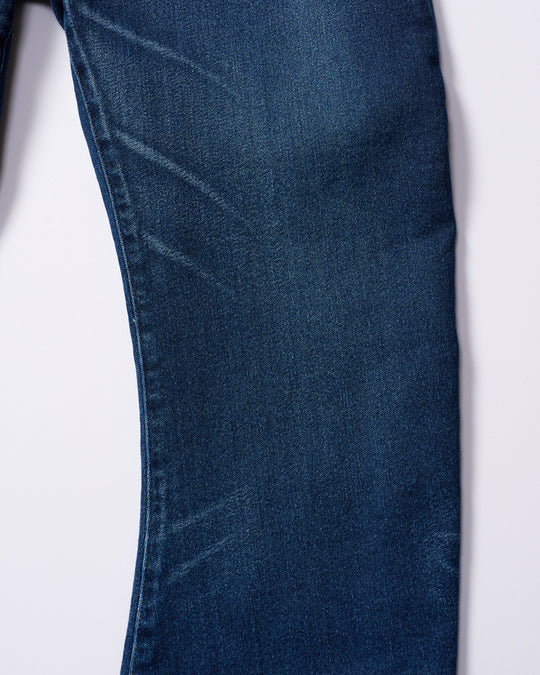 denim jersey 3D banana flare pants
