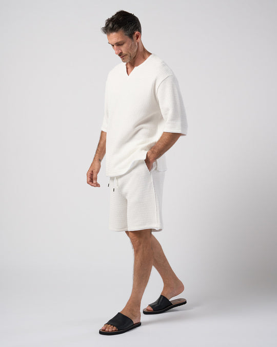 textured knit key-neck H/S
