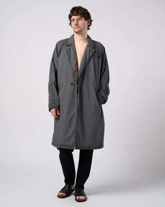 textured nylon double breasted coat