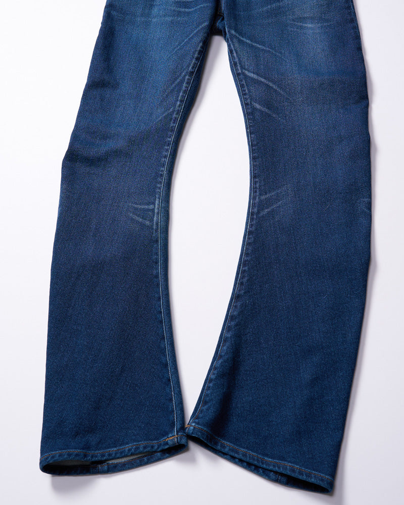 denim jersey 3D banana flare pants