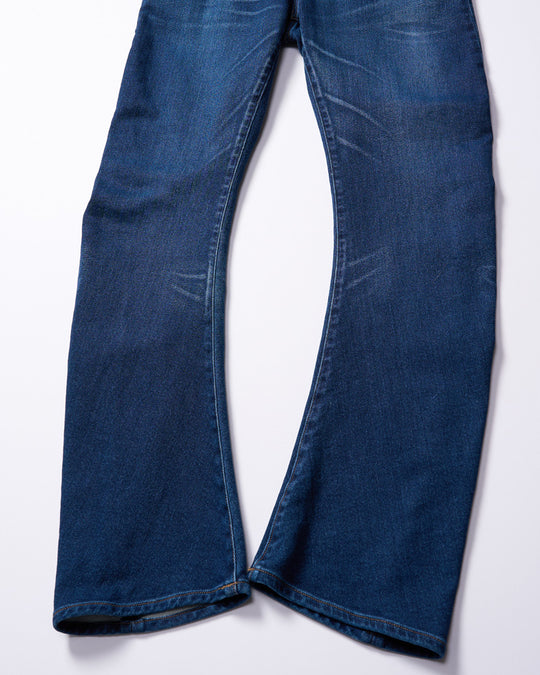 denim jersey 3D banana flare pants