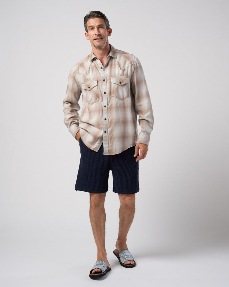 textured knit shorts