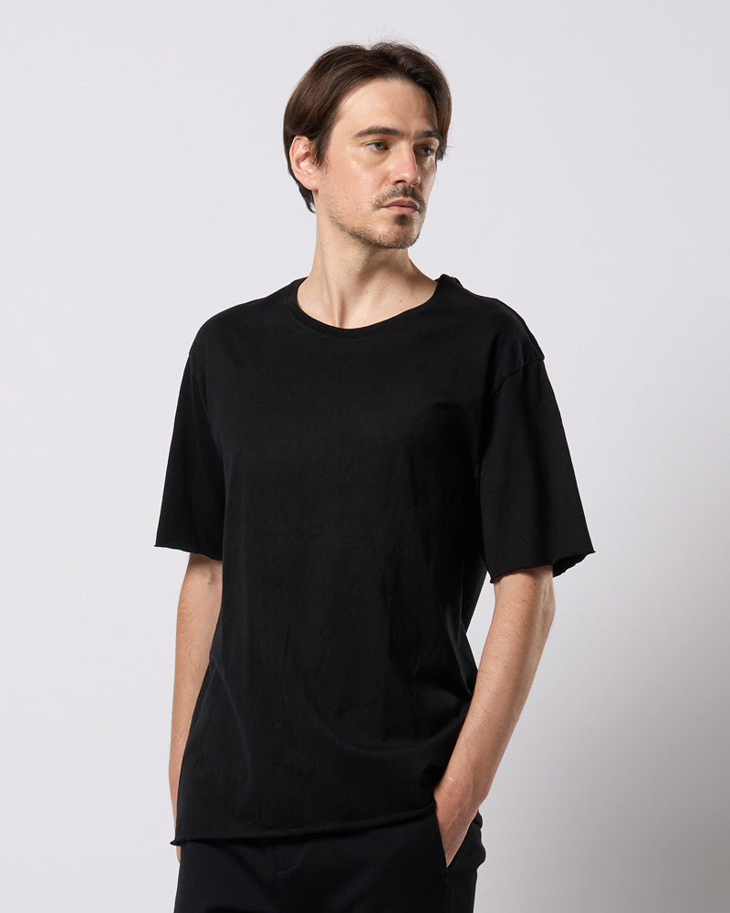 wide cut-off crew-neck S/S