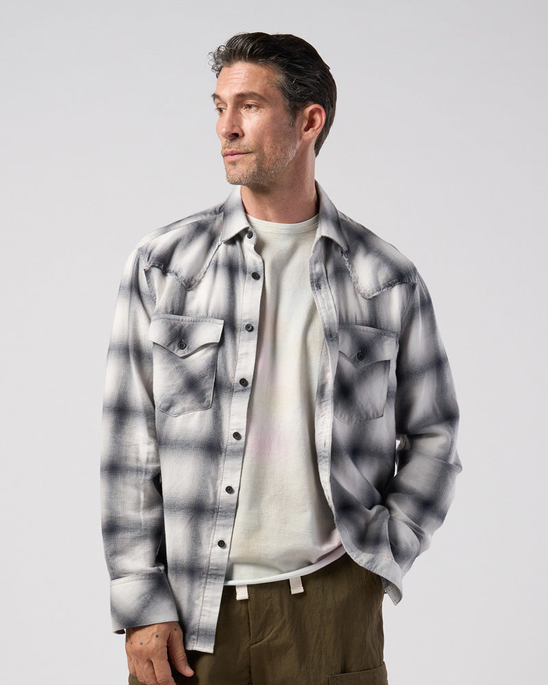 loose check western shirt