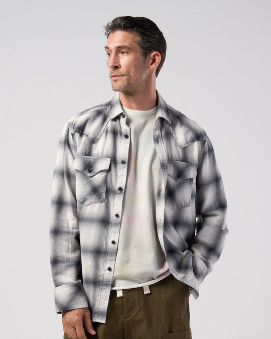 loose check western shirt
