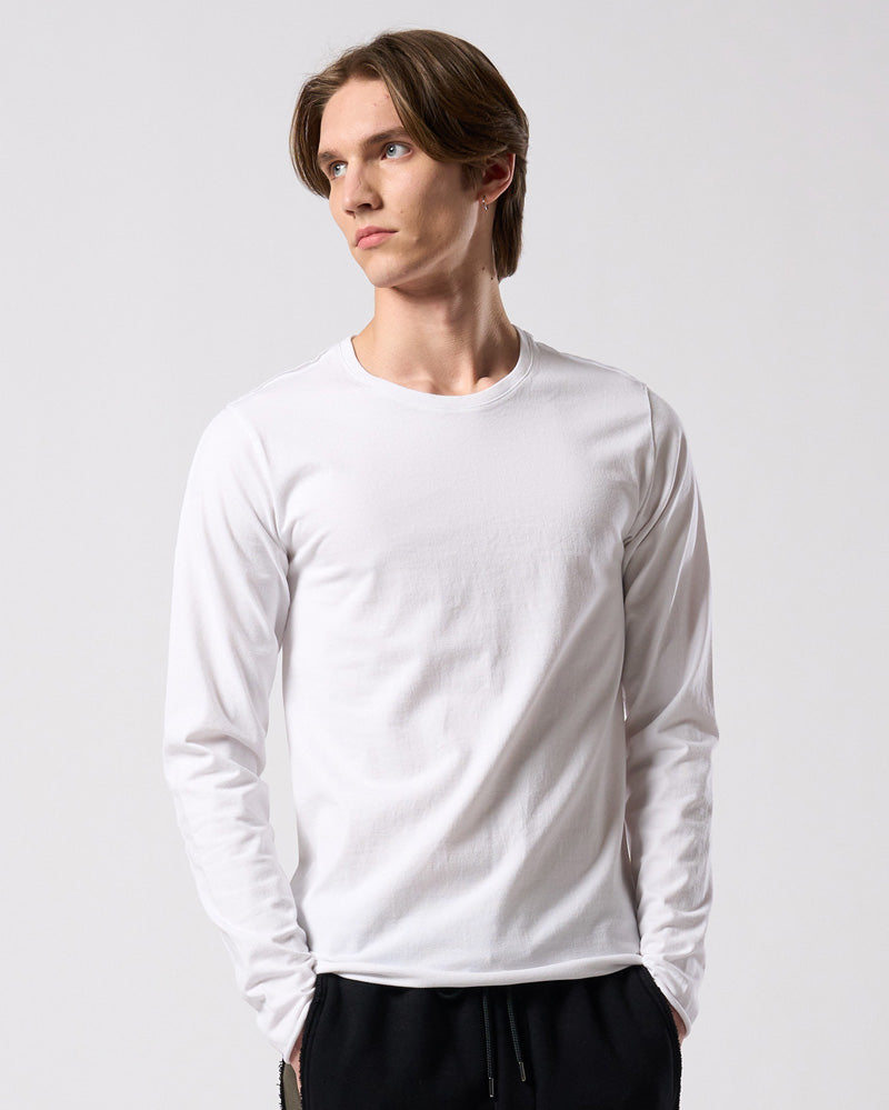 slim cut-off crew-neck L/S