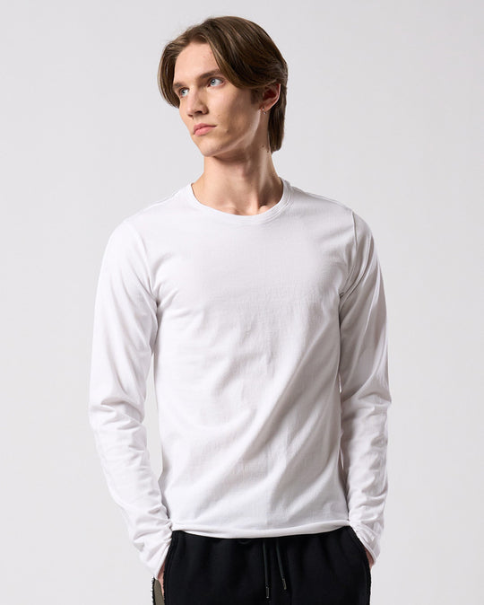 slim cut-off crew-neck L/S