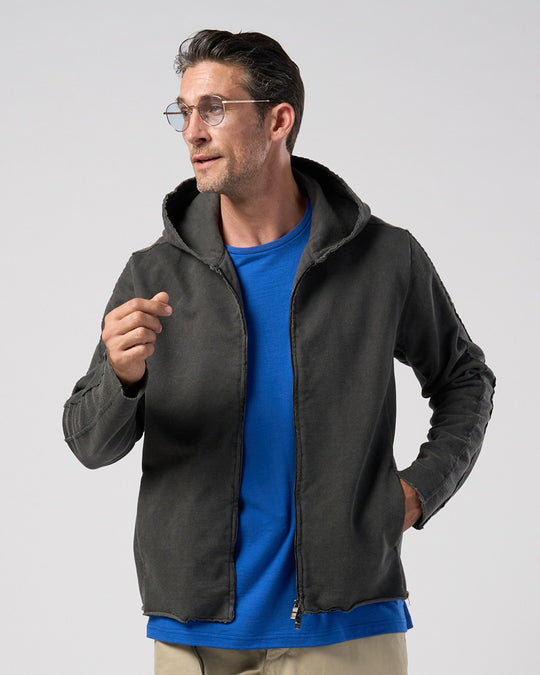 compact urake cut-off line zip hoodie