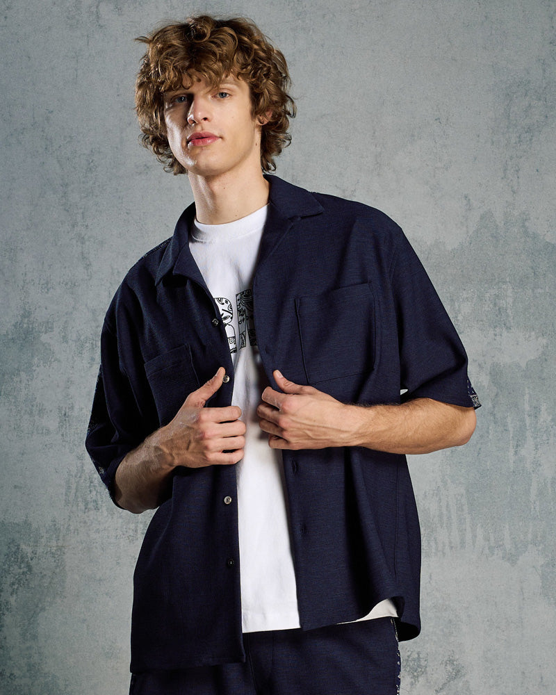 bandana print panel open shirt – wjk online store