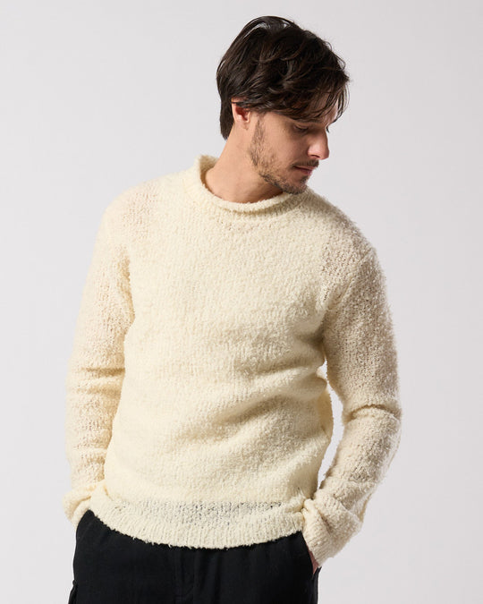fancy yarn crew-neck knit