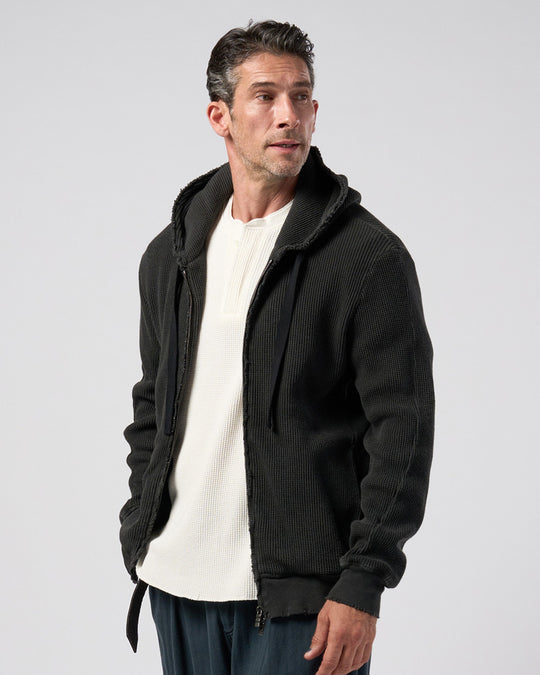hard dry waffle damage zip hoodie