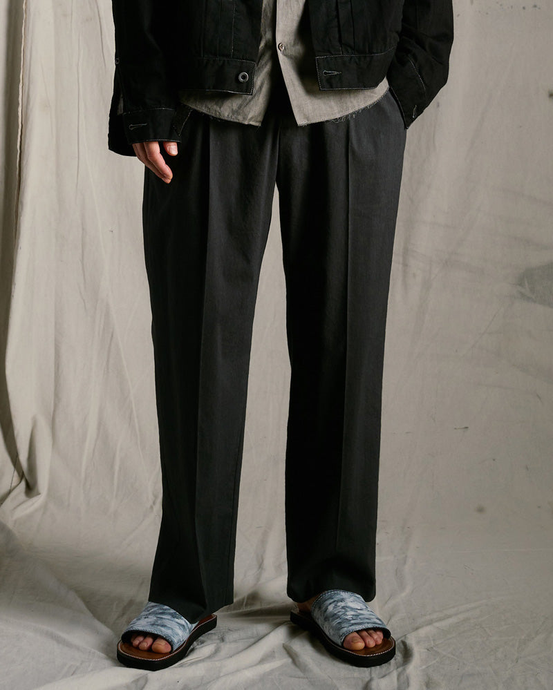 viscose linen semi-wide slacks