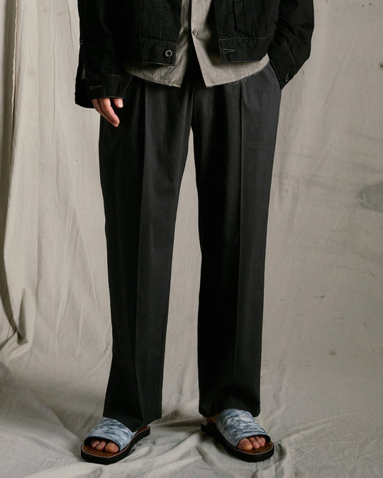 viscose linen semi-wide slacks