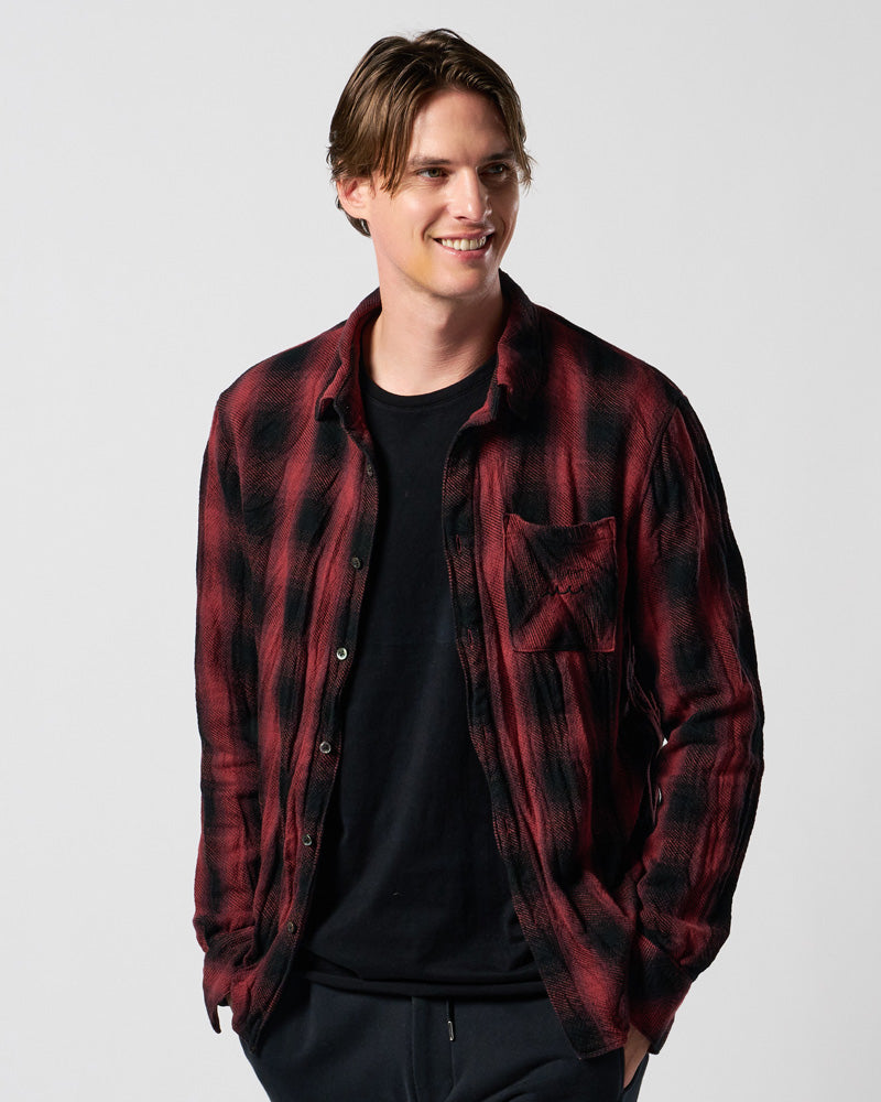 【muta × wjk】twist wrinkle check shirt