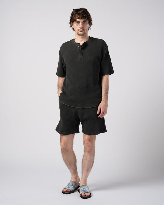 hard dry waffle fly-front henley S/S
