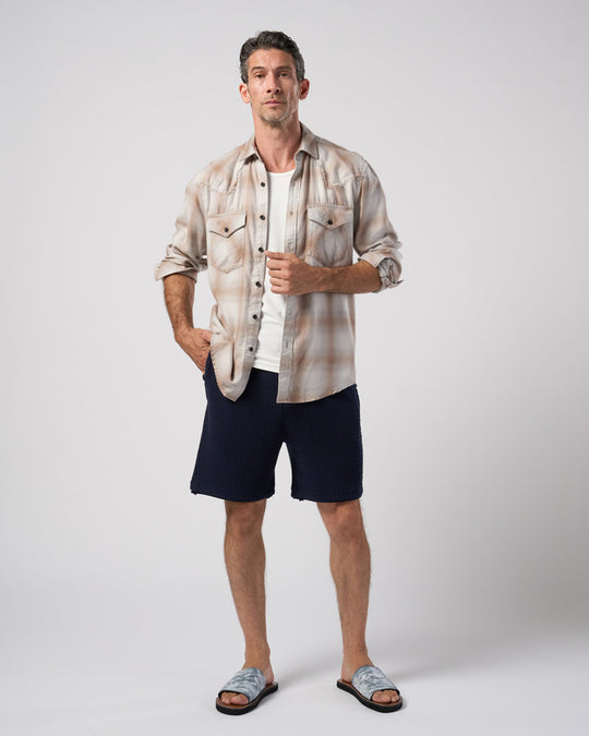 textured knit shorts