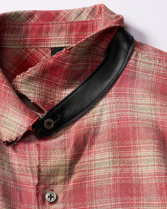aging loose check shirt