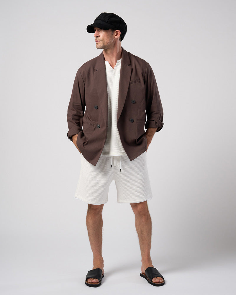 textured knit key-neck H/S