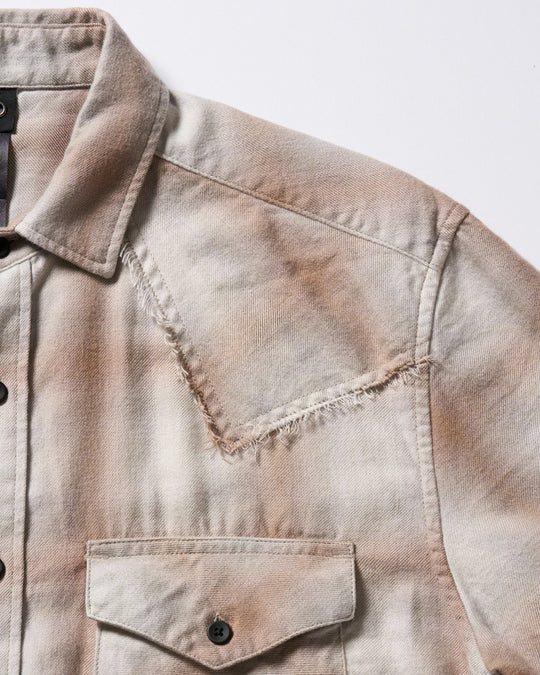 loose check western shirt
