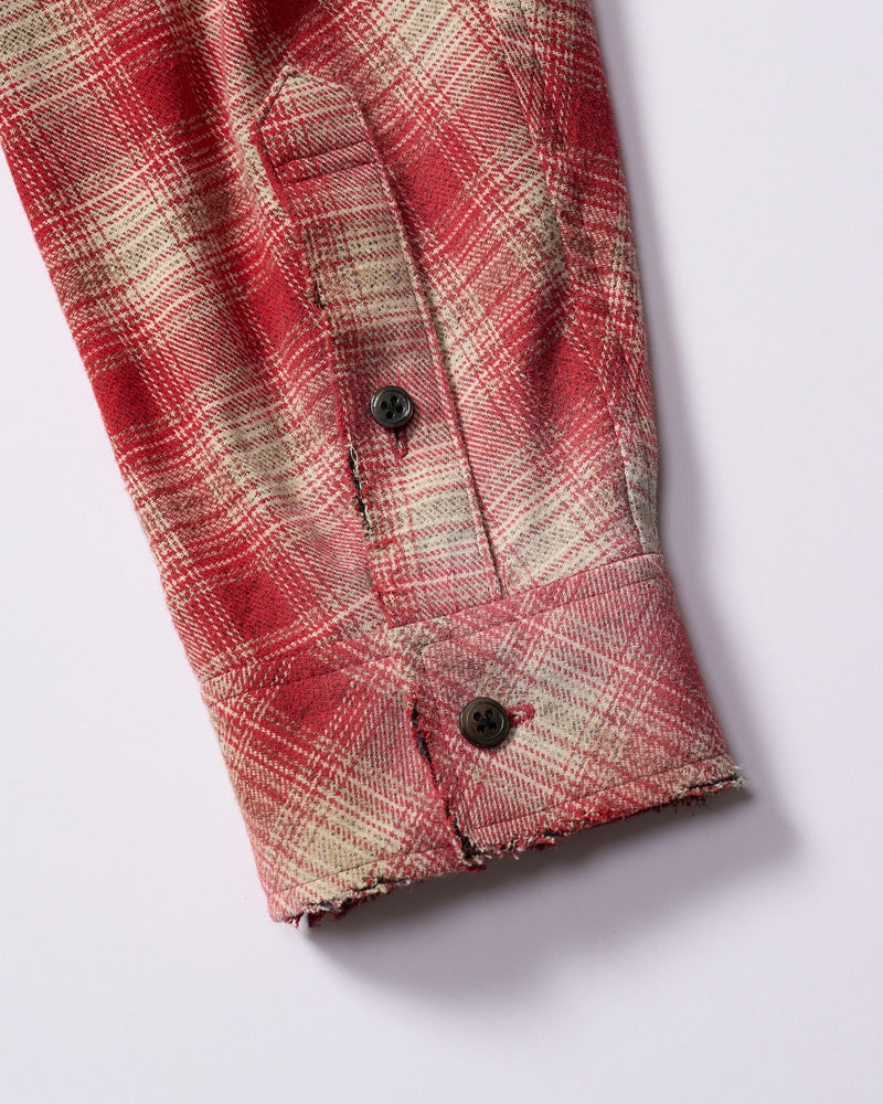 aging loose check shirt