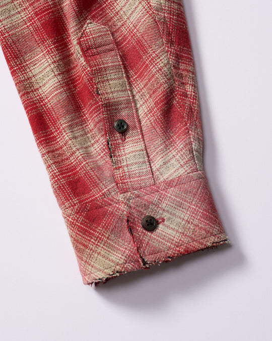 aging loose check shirt