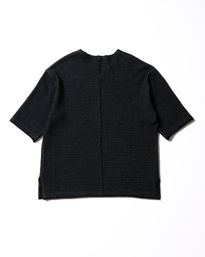 textured knit key-neck H/S