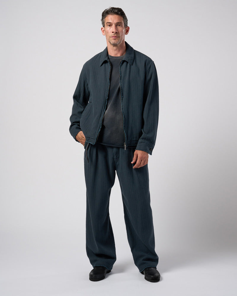 cotton linen herringbone aging wide trousers