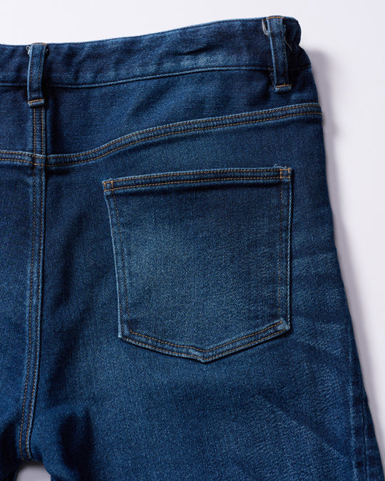 denim jersey 3D banana flare pants