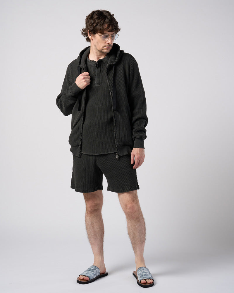 hard dry waffle fly-front henley S/S