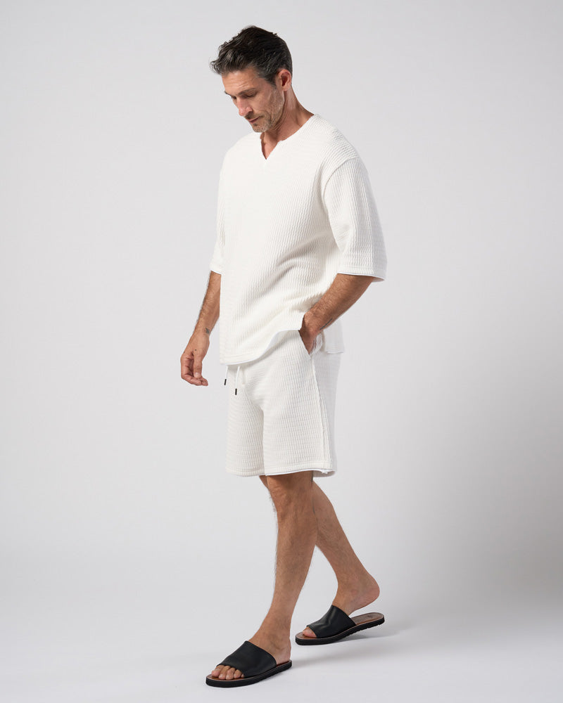 textured knit shorts