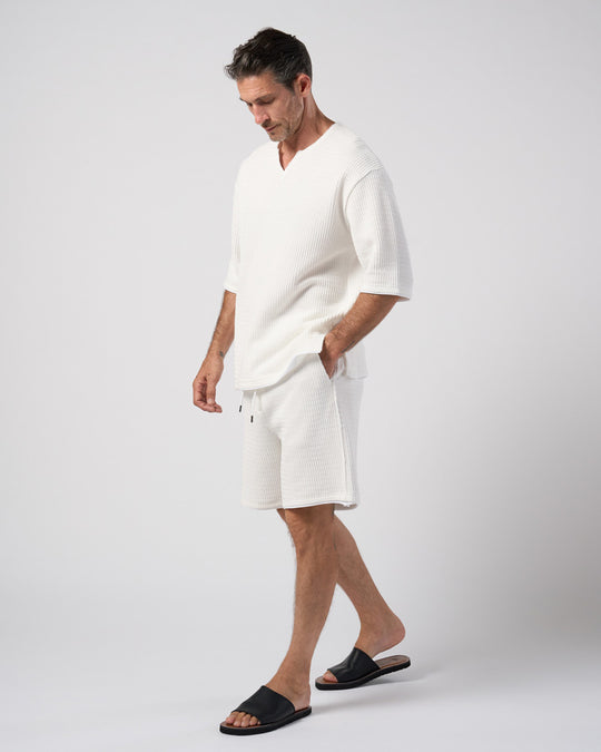 textured knit shorts