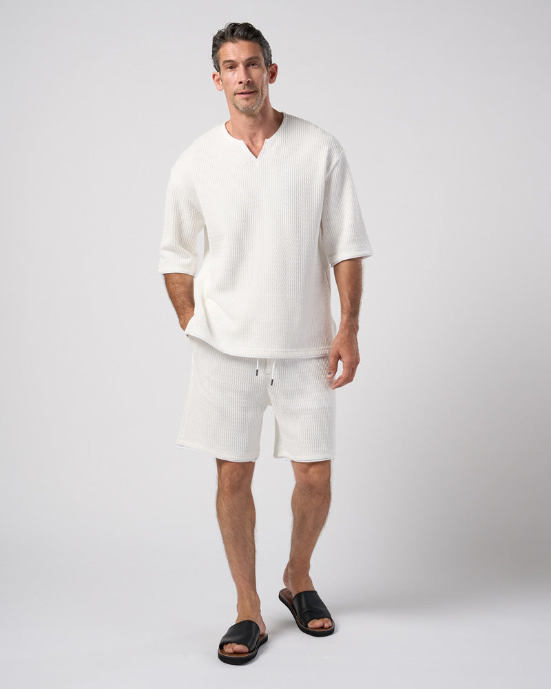 textured knit shorts