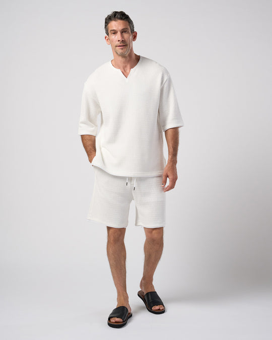 textured knit shorts