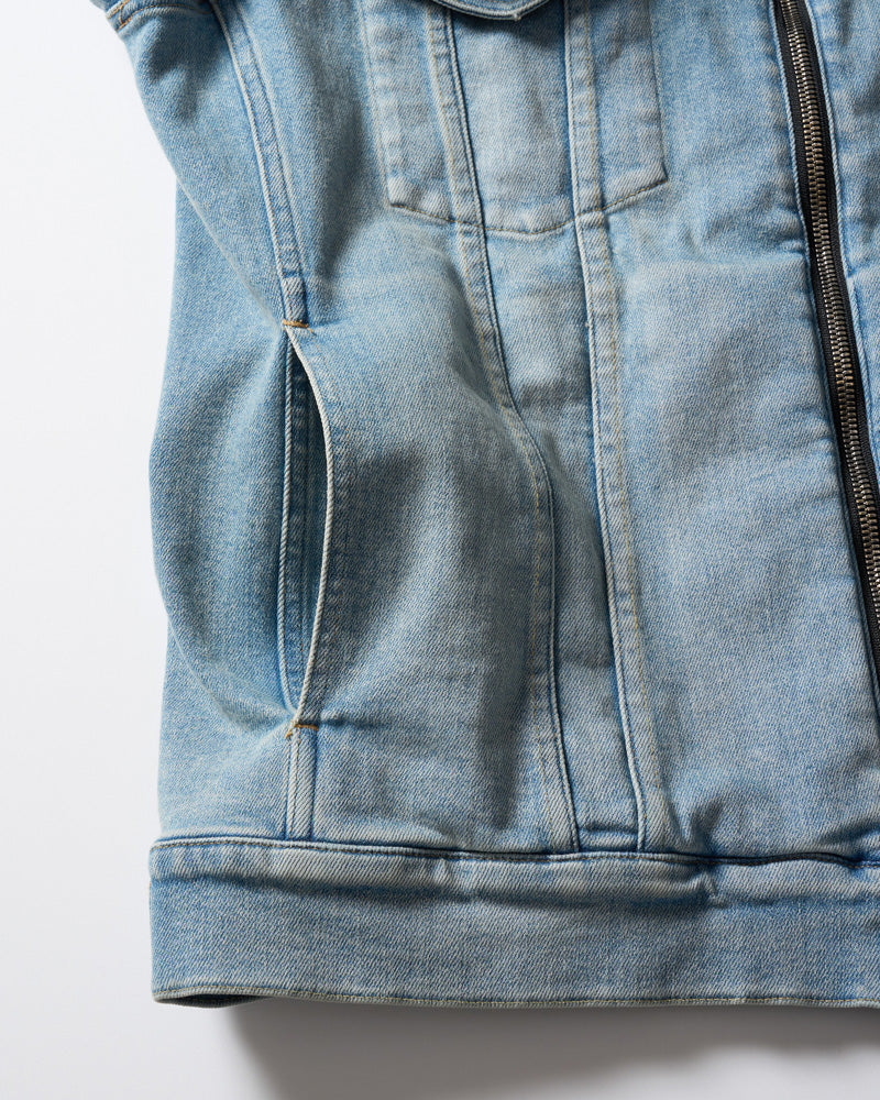 denim zip blouson