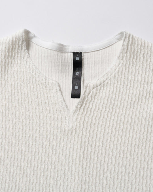 textured knit key-neck H/S